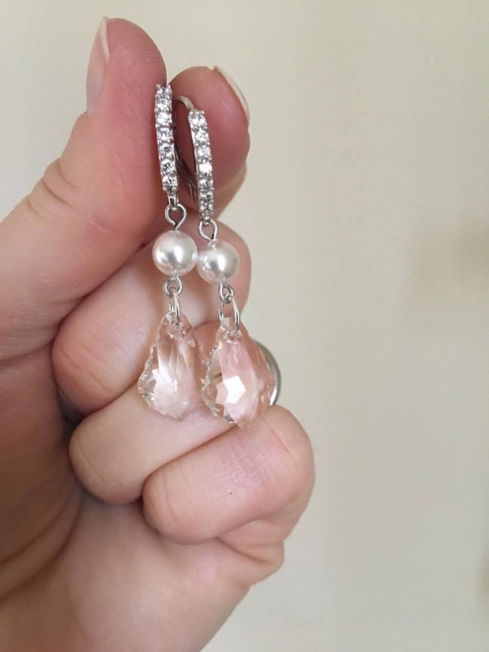 Matching Handmade Elegant Silver Pearl Beaded Bracelet Earring Bridal Set